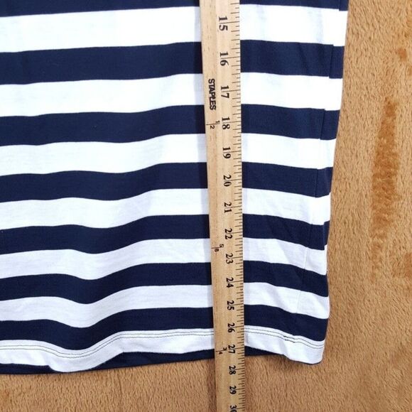 JOSHUA SANDERS Shirt Mens Large Navy White Stripe Smiley Face Pixel Tee $156 - Picture 6 of 7